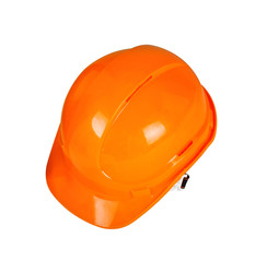 Fototapeta premium worker orange helmet on isolated white background