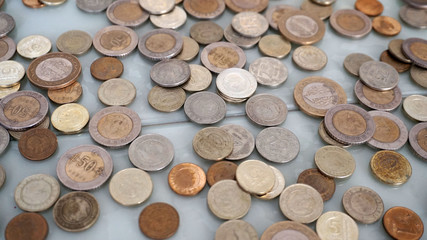 coin counting, counting the metal Turkish lira