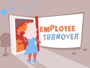 Fototapeta premium Conceptual hand writing showing Employee Turnover. Business photo text Number or percentage of workers who leave an organization.