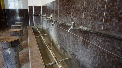 ablution place and the fountain flowing taps, the fountain ablution place.