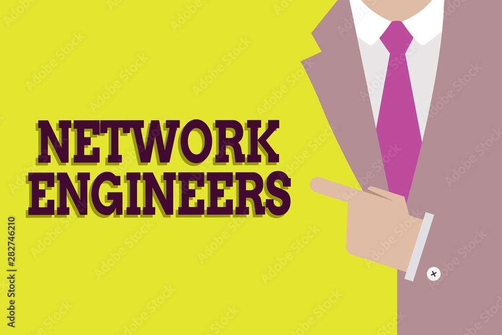 Poster handwriting text network engineers. concept meaning technology professional skilled in computer syst