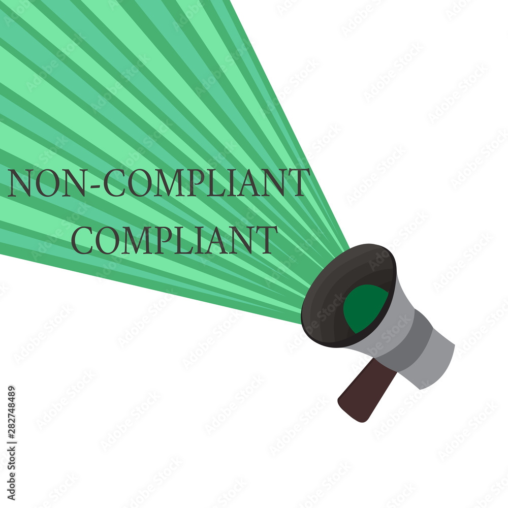 Poster writing note showing non compliant compliant. business photo showcasing resistant to the rule in acc