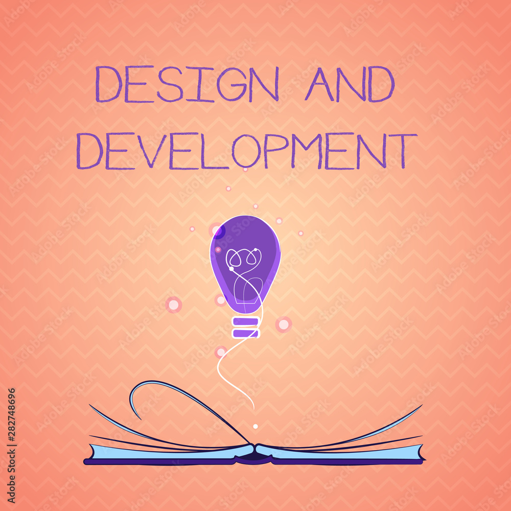 Poster text sign showing design and development. conceptual photo defining the specification of products an