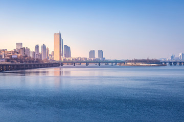 Fototapeta premium Seoul city and skyscraper, yeouido, south Korea.