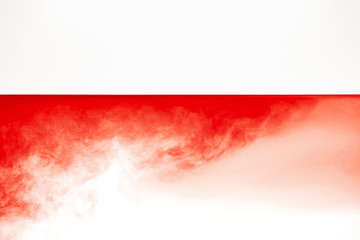 abstract red cloud in smooth calm liquid isolated on white