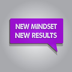 Handwriting text writing New Mindset New Results. Concept meaning Open to Opportunities No Limits Think Bigger.