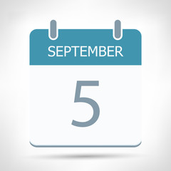 September  5 - Calendar Icon - Calendar flat design template