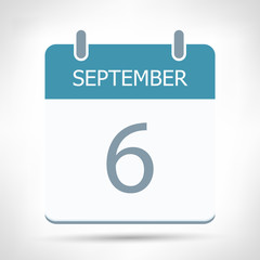 September 6 - Calendar Icon - Calendar flat design template
