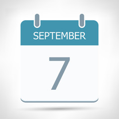September 7 - Calendar Icon - Calendar flat design template