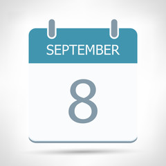 September 8 - Calendar Icon - Calendar flat design template