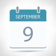 September 9 - Calendar Icon - Calendar flat design template