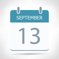 September 13 - Calendar Icon - Calendar flat design template