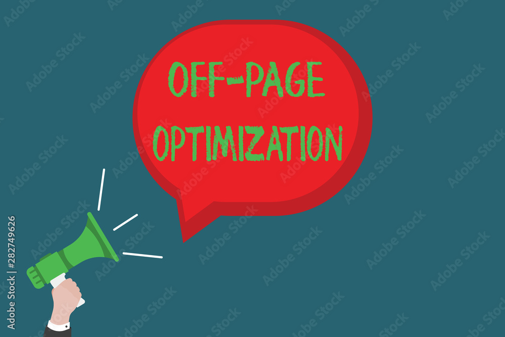 Poster writing note showing off page optimization. business photo showcasing website external process promo