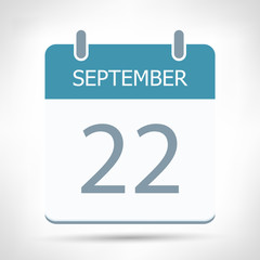 September 22 - Calendar Icon - Calendar flat design template