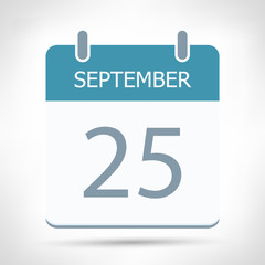 September 25 - Calendar Icon - Calendar flat design template