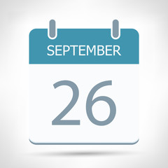 September 26 - Calendar Icon - Calendar flat design template