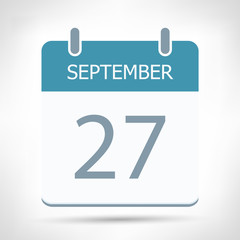 September 27 - Calendar Icon - Calendar flat design template
