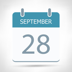 September 28 - Calendar Icon - Calendar flat design template
