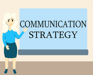 Writing note showing Communication Strategy. Business photo showcasing Verbal Nonverbal or Visual Plans of Goal and Method.