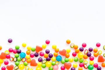Sweets pattern on white background top view copyspace