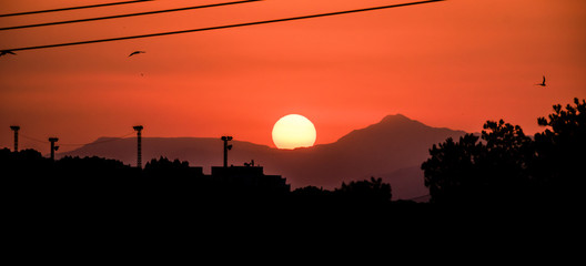 Sunset above mountains