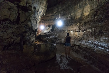 Obraz premium Lava Tube and Lava Tunnel near Puerto Ayora on Santa Cruz Island, Galapagos Island, Ecuador, South America.