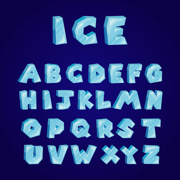 Cartoon Ice alphabet set