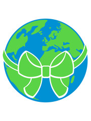 planet erde geschenk schleife geschenkband schenken geburtstag naturschutz klimaschutz ökologisch heimat retten clipart design