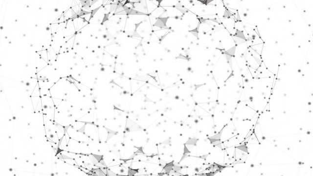 Big Data Network Sphere On White Background. 4K seamless loop