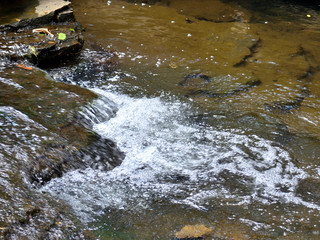 agitated water flowing over rocks