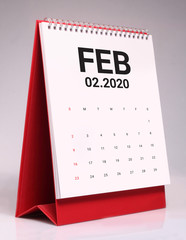 Simple desk calendar 2020 - February