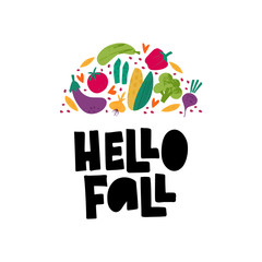 Fototapeta premium Autumn harvest flat vector banner template
