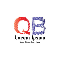 Design of alphabet letter QB with wavy lines stripe as a logo for a company or business