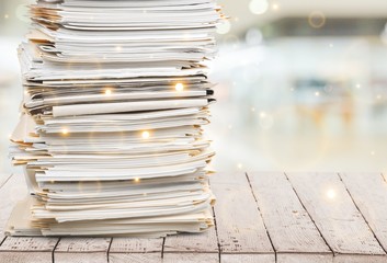 Stack of papers isolated on white background