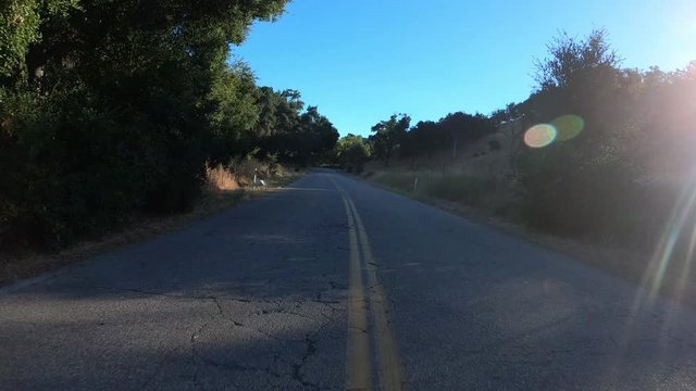 Slow Driving Dwon Two Lane Rural Road