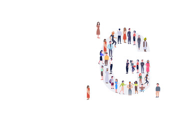businesspeople crowd gathering in letter G shape English alphabet concept mix race men women casual people group standing together full length horizontal