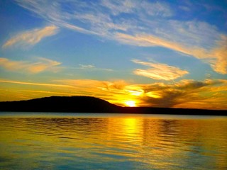 sunset over lake