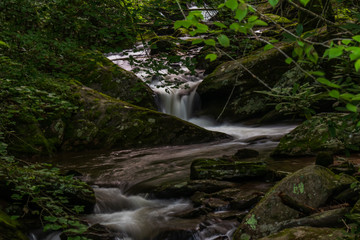 Obraz premium Mountain stream and small waterfall 