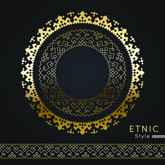 Ethnic style design template, which is based on the ornament of the peoples of the North: fighting deer - an element for a business card, logo, invitation, flyer, poster, banner, illustration in adver