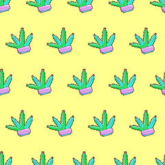 Fototapeta premium Seamless pattern. Nice Cactus background. Use for t-shirt, greeting cards, wrapping paper, posters, fabric print.