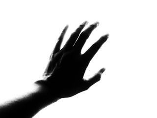 The woman's left hand on a black-and-white background