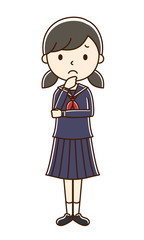女子学生　悩む