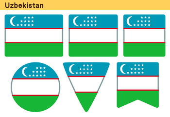 「ウズベキスタンの国旗」6個の形のアイコンデザイン