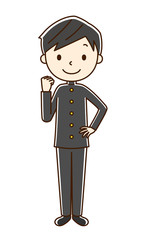 男子学生　ガッツポーズ