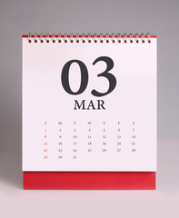 Simple desk calendar 2020 - March