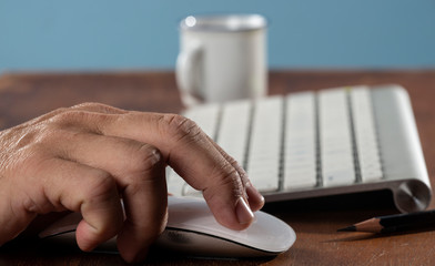 Business man using computer.