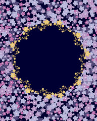 桔梗　フレーム　枠　花　9月　秋　10月　11月　囲い枠　紫　自然　和風　和柄　和　日本