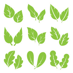 Leaves icon set. Leaf vector design for logo and nature brand identity.