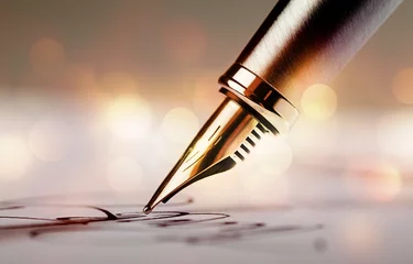 Foto op Plexiglas Signing a signature with a fountain pen © BillionPhotos.com