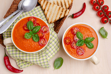 Homemade vegetable red cream soup